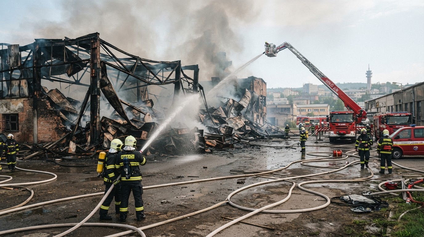 Hasiči dál likvidují požár ve Zlíně, zjišťování příčin může trvat měsíce