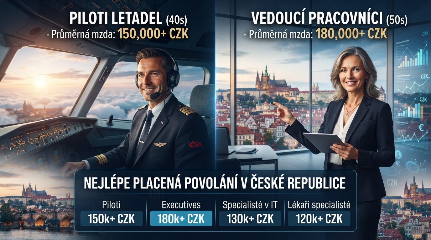 Nejlépe placené profese v Česku: Piloti a řídící pracovníci vedou žebříček