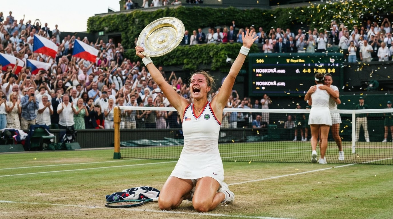 Nosková oslavila triumf na Wimbledonu po dramatickém třetím setu
