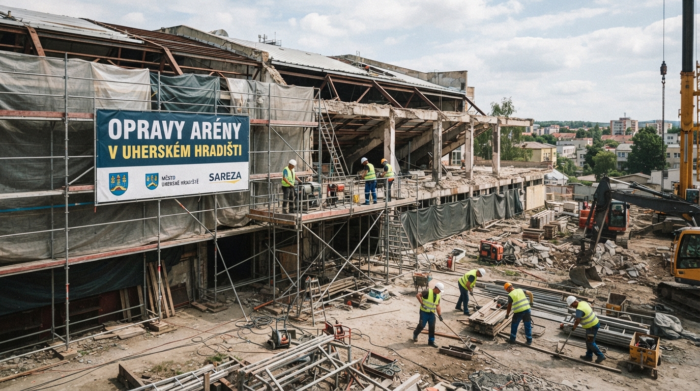 Opravy arény v Uherském Hradišti skončí do září 2023