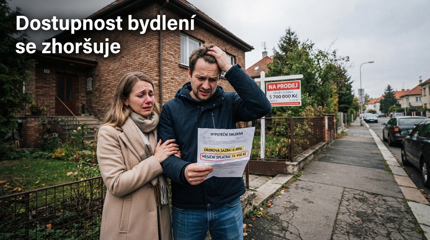 Splátka průměrné hypotéky vzrostla o 900 korun, dostupnost bydlení se zhoršuje
