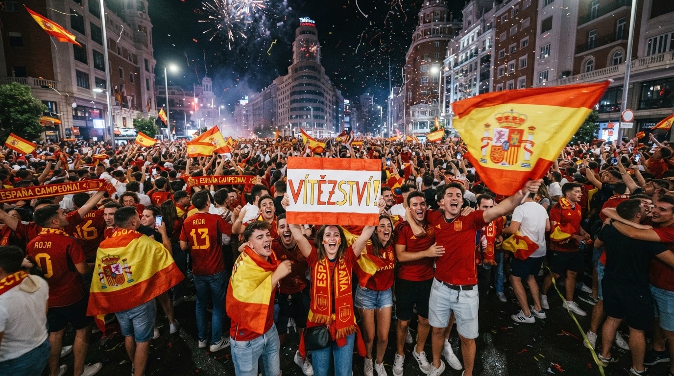 Ulice Madridu zaplavila euforie po vítězství španělských fotbalistů