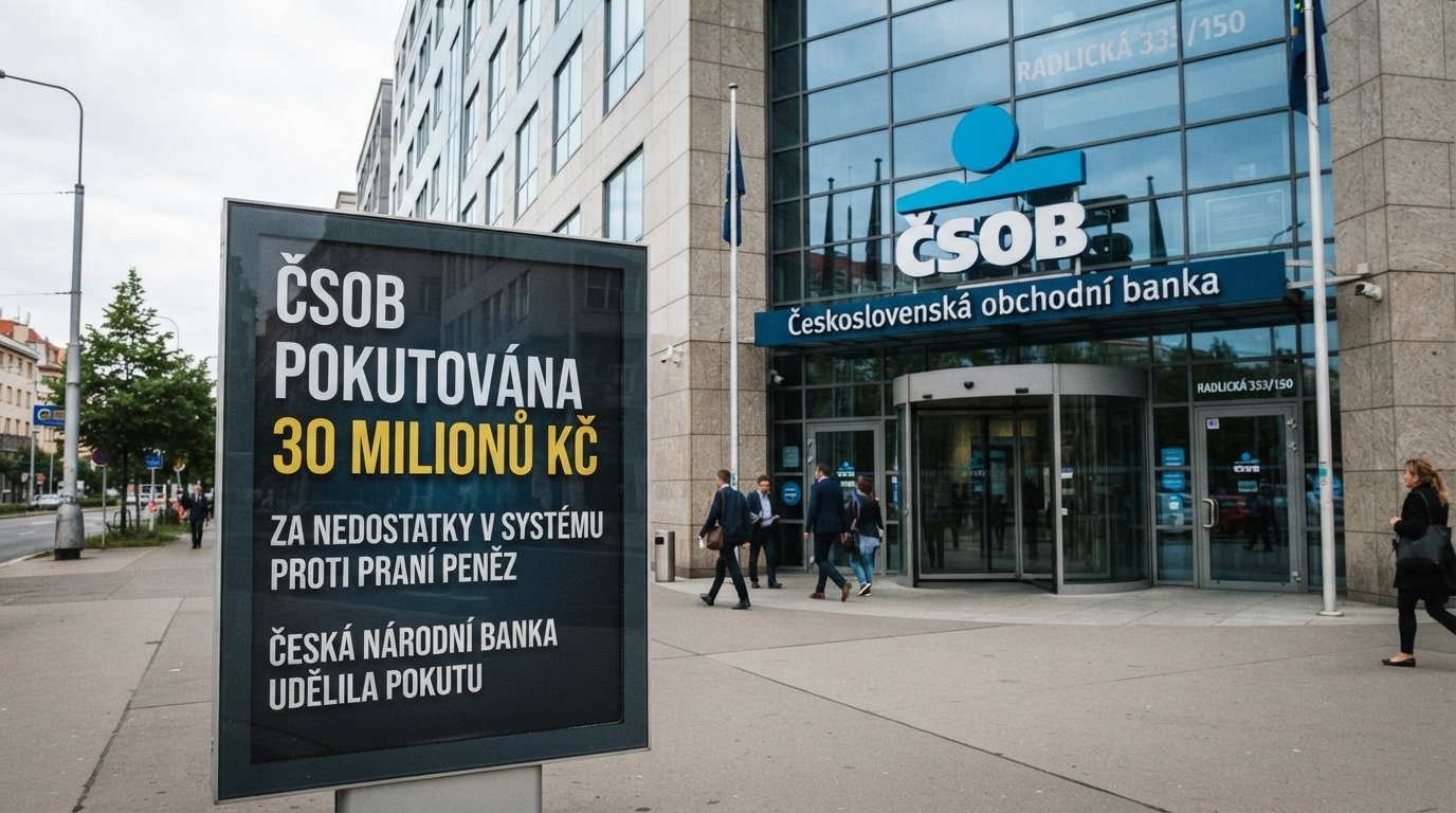 ČSOB dostala pokutu 30 milionů korun za nedostatky v prevenci praní špinavých peněz