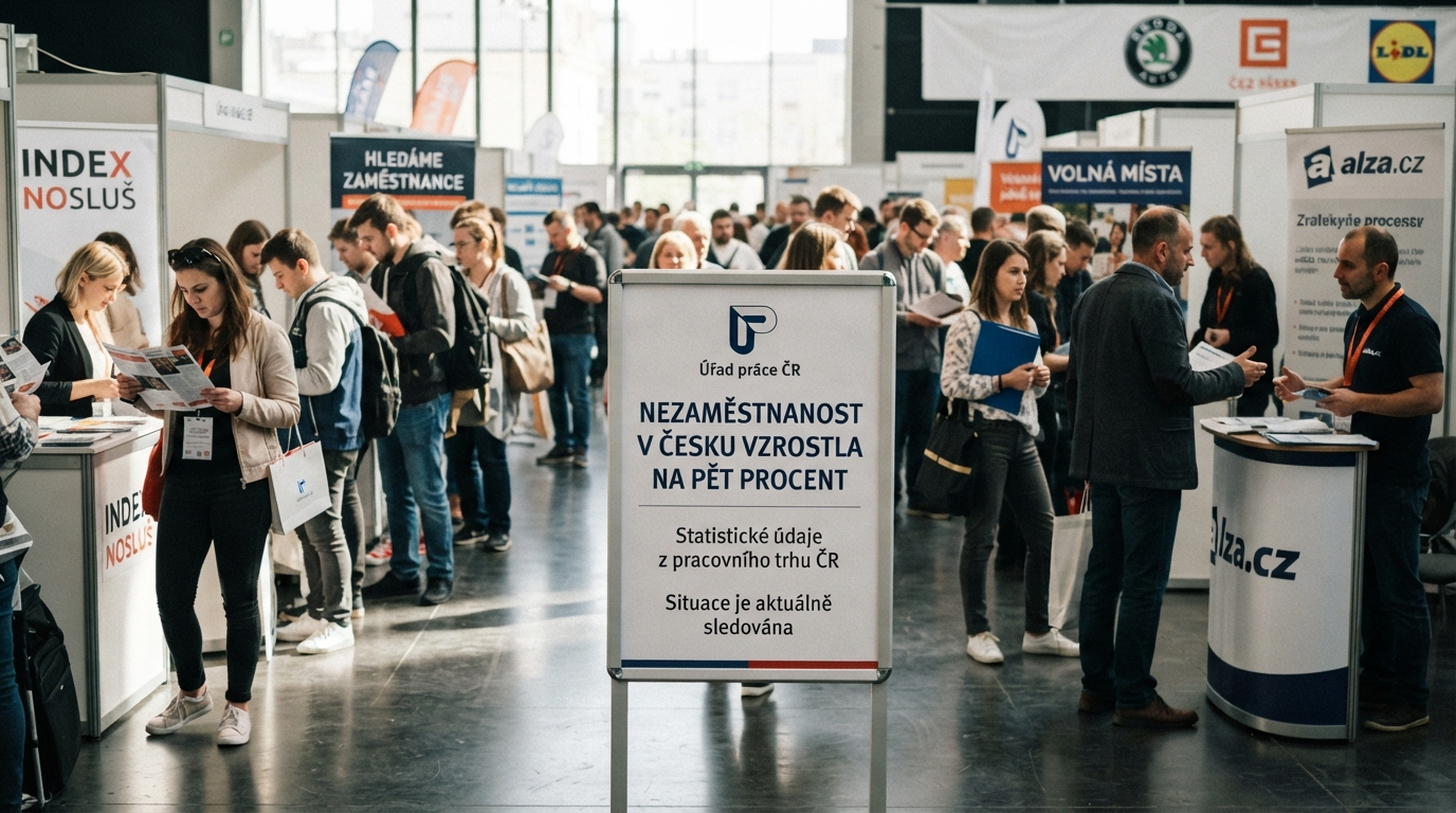 Nezaměstnanost v Česku vzrostla na pět procent, bez práce je 367 tisíc lidí